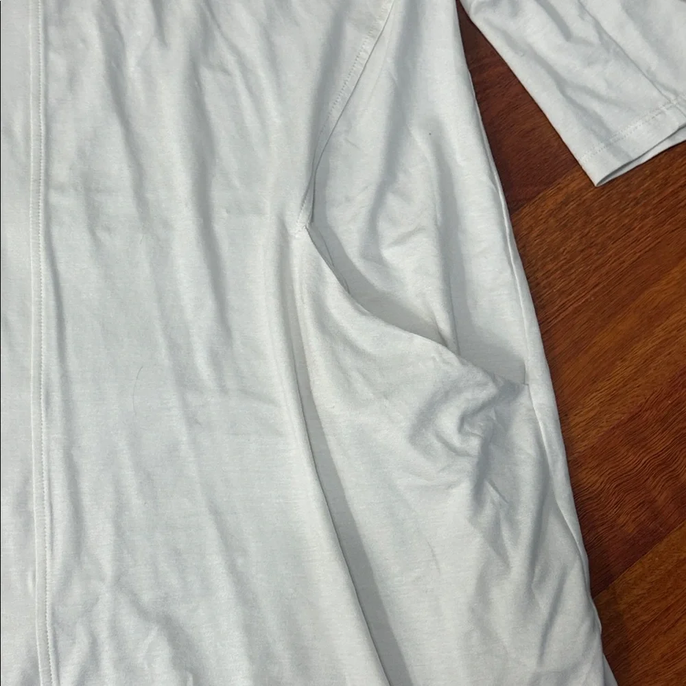 EILEEN FISHER Tencel Long White Open Front Cardigan XL